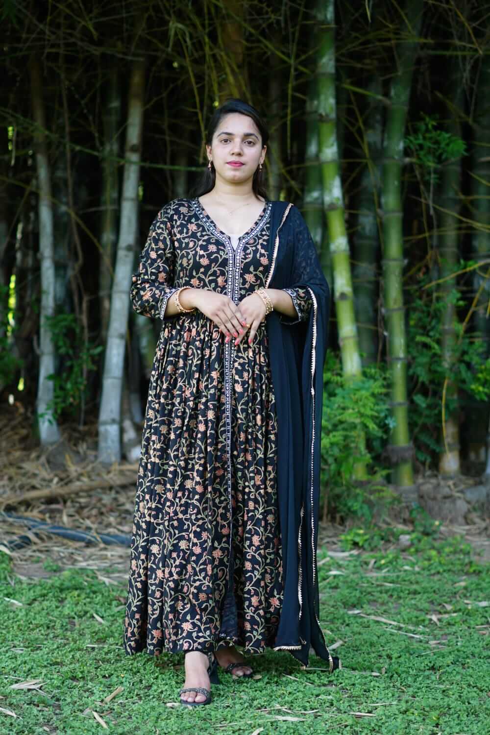 Astitva- Black floral dress
