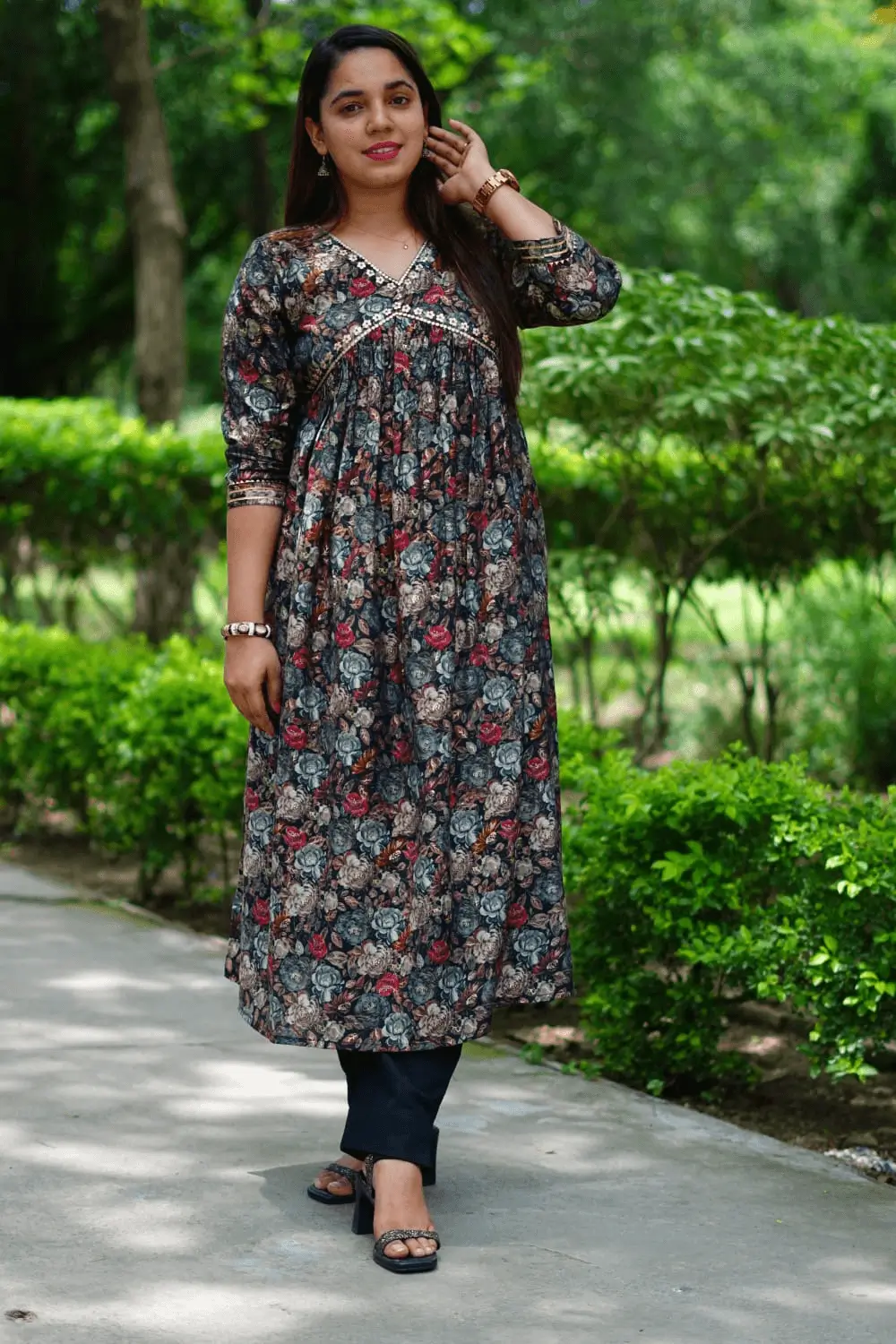 Silk Anarkali Embroidered Suit